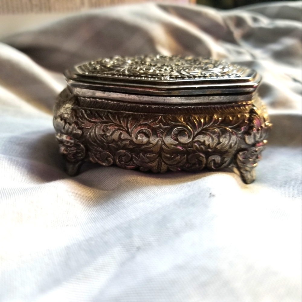 Vintage Japanese silver jewelry box